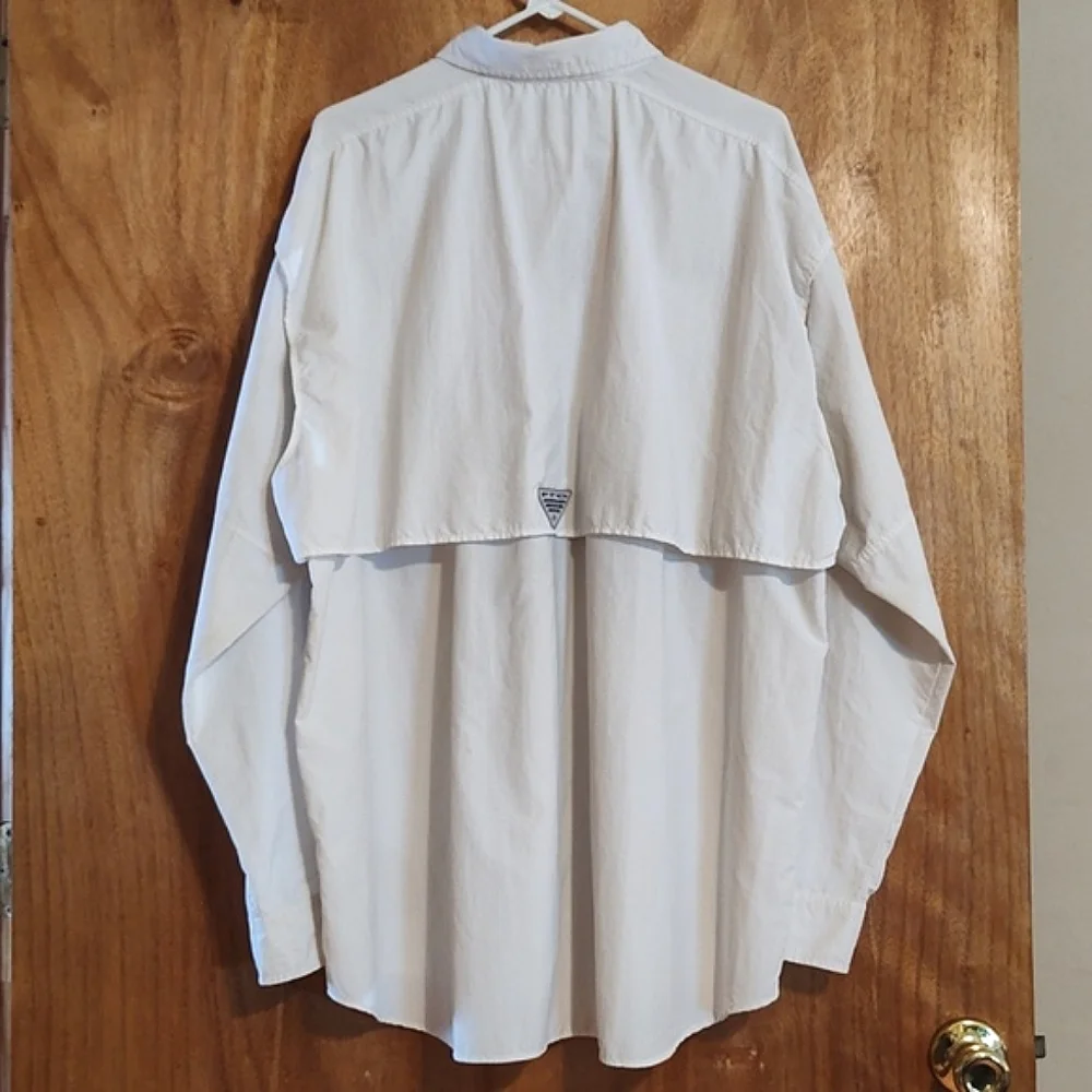 Columbia Mens Vented PFG Fishing Shirt White Collared Convertible Sleeves XXL - Picture 6 of 11